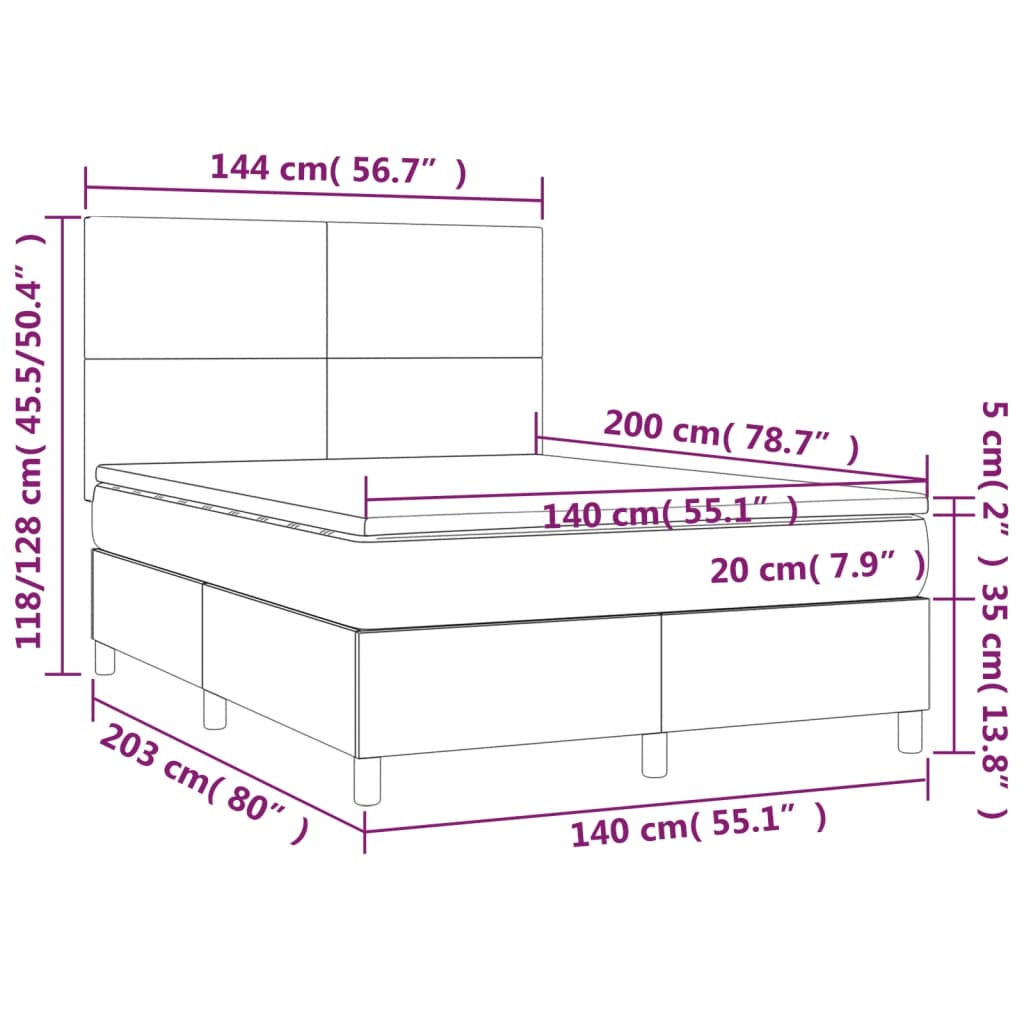 vidaXL Sommier à lattes de lit avec matelas Marron foncé 140x200 cm