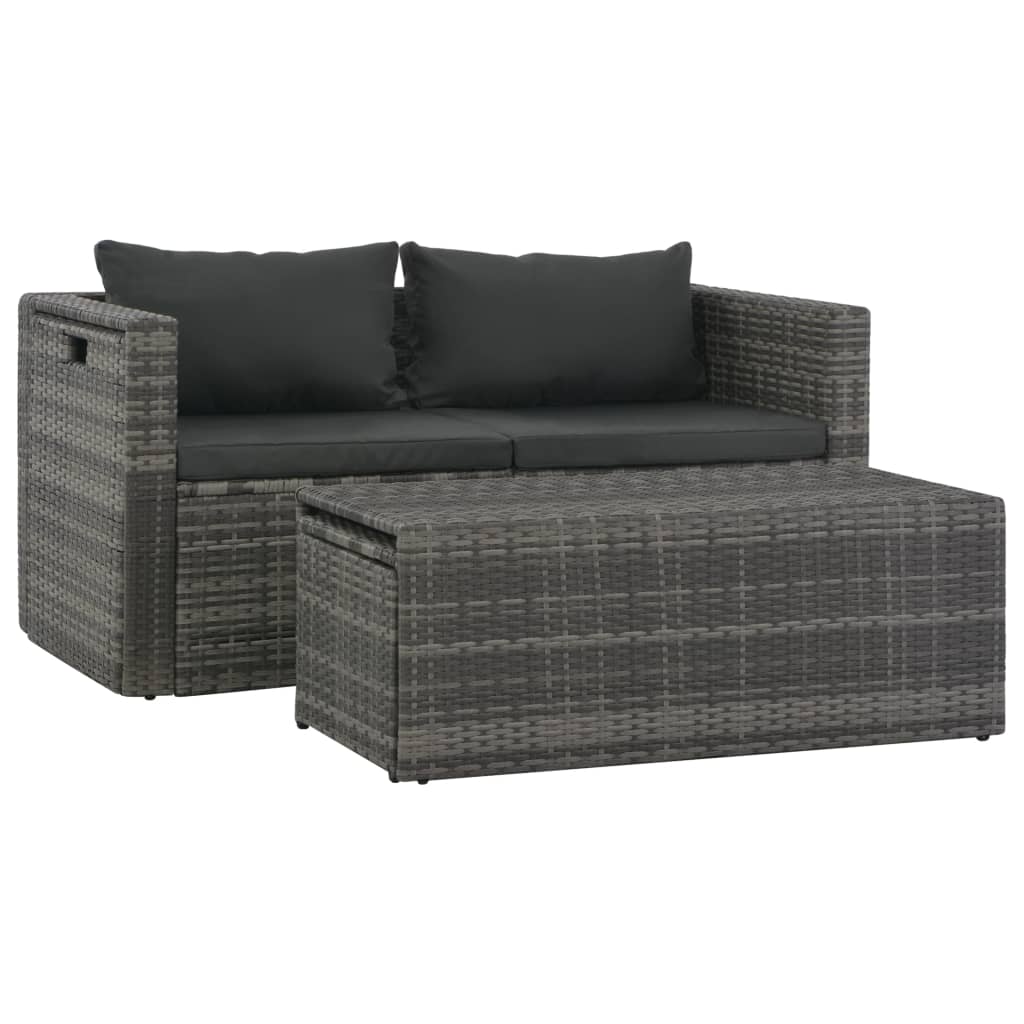 vidaXL Salon de jardin avec coussins 6 pcs Résine tressée Gris