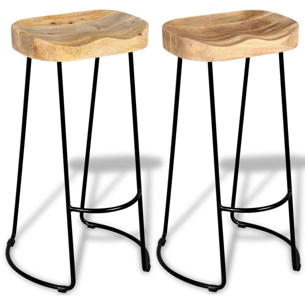 vidaXL Tabourets de bar lot de 2 bois de manguier massif