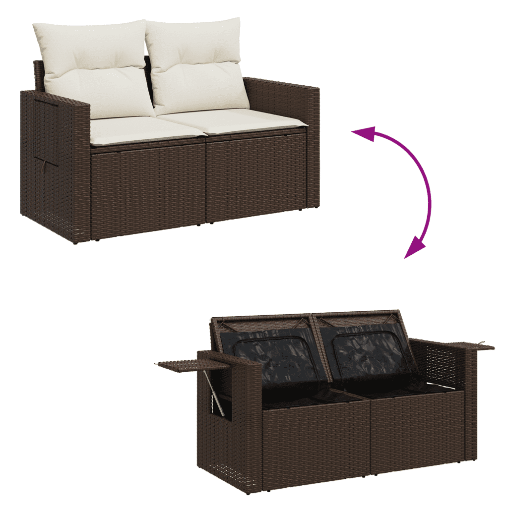 vidaXL Salon de jardin 4 pcs avec coussins marron résine tressée