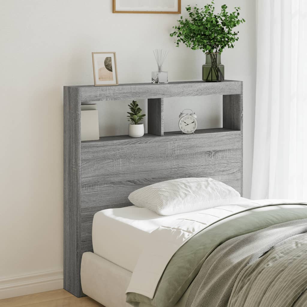 vidaXL Armoire tête de lit avec LED sonoma gris 100x17x102 cm