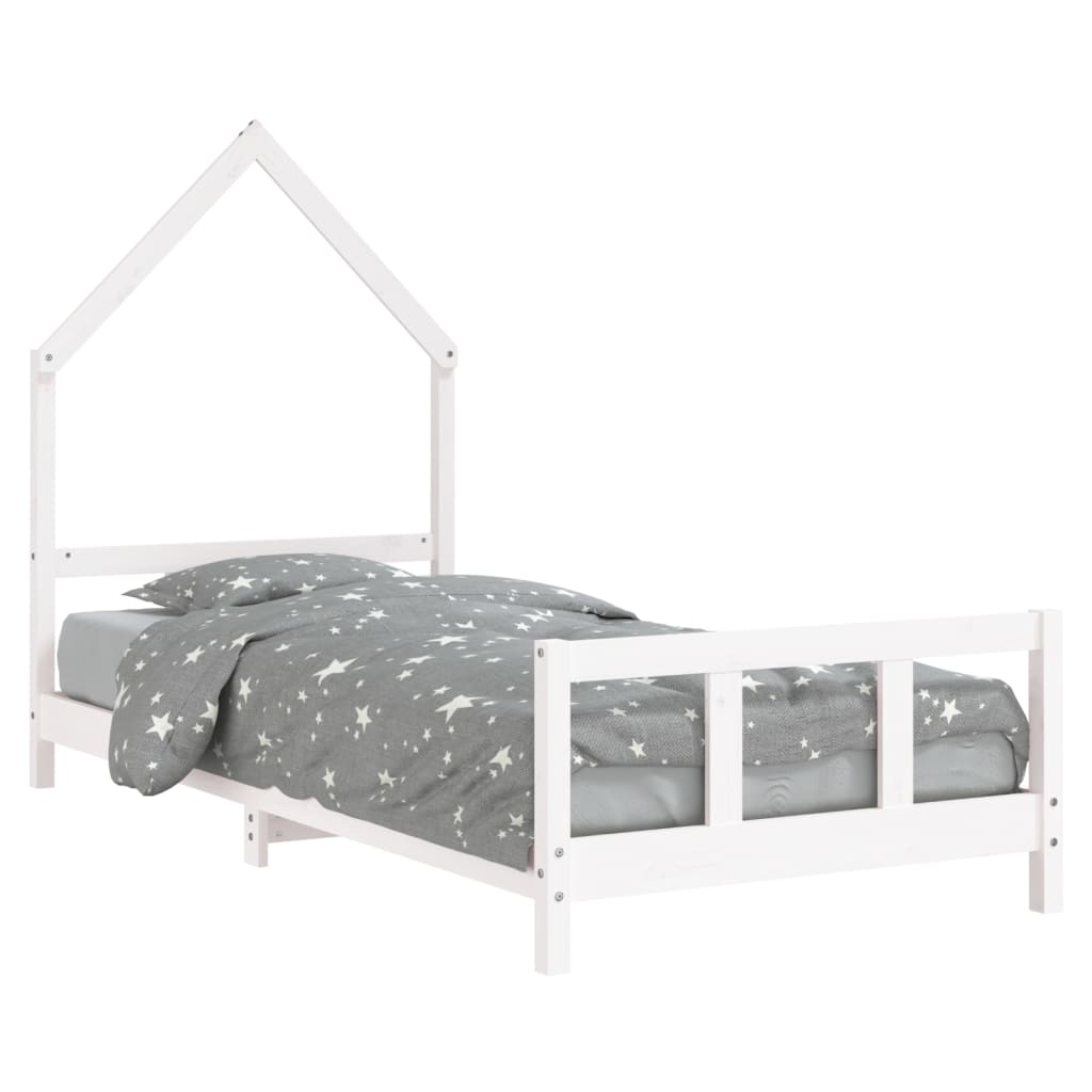 vidaXL Cadre de lit pour enfants blanc 90x190 cm bois de pin massif