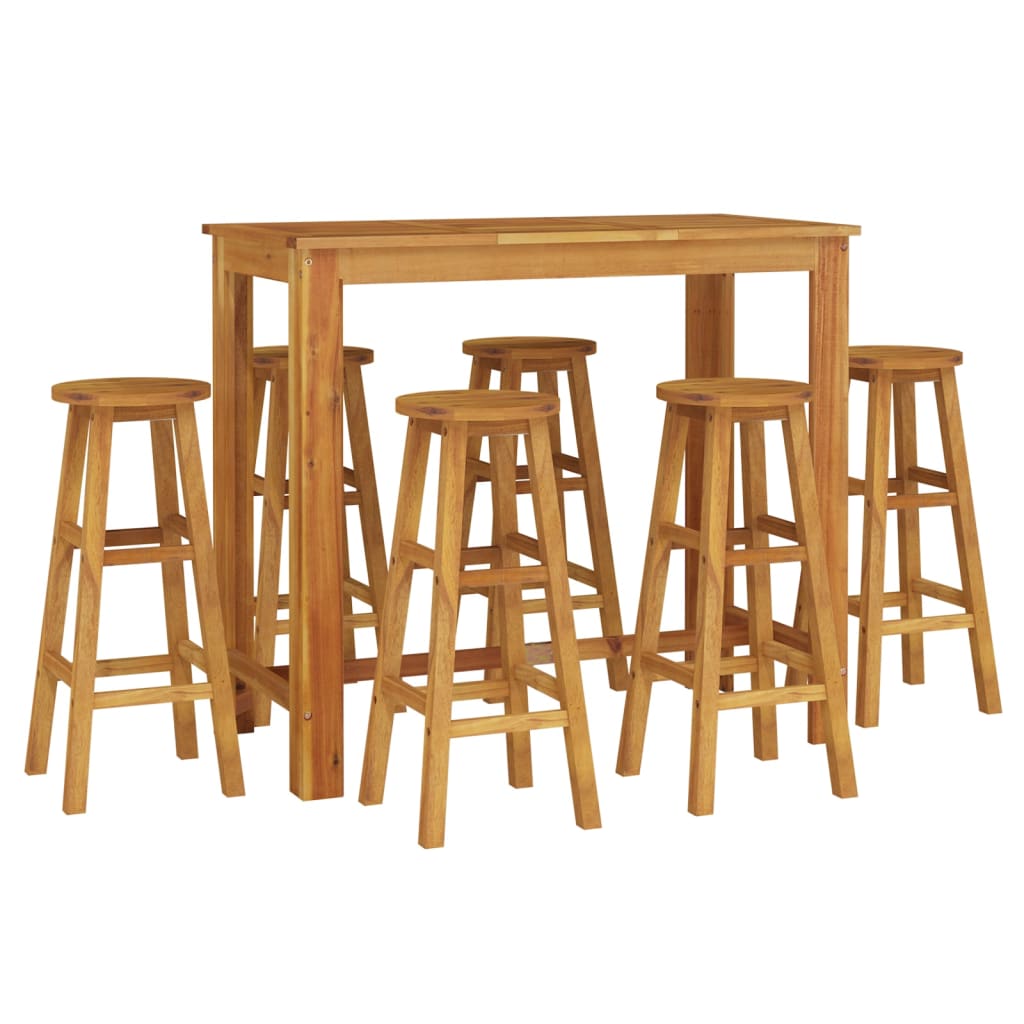 vidaXL Ensemble de bar de jardin 7 pcs bois d'acacia solide