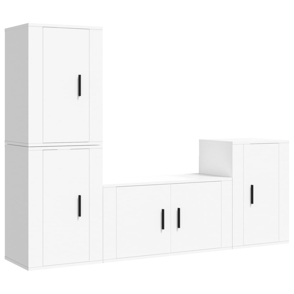 vidaXL Ensemble de meubles TV 4 pcs Blanc Bois d'ingénierie