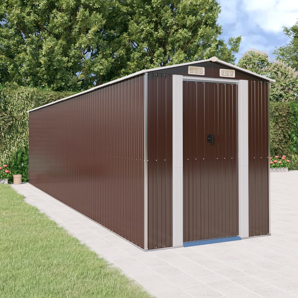 vidaXL Abri de jardin Marron foncé 192x772x223 cm Acier galvanisé