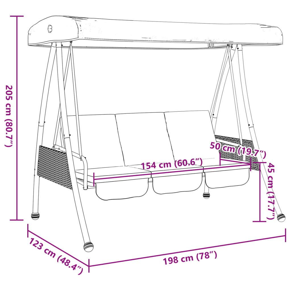 vidaXL Balancelle de jardin avec auvent réglable marron café acier