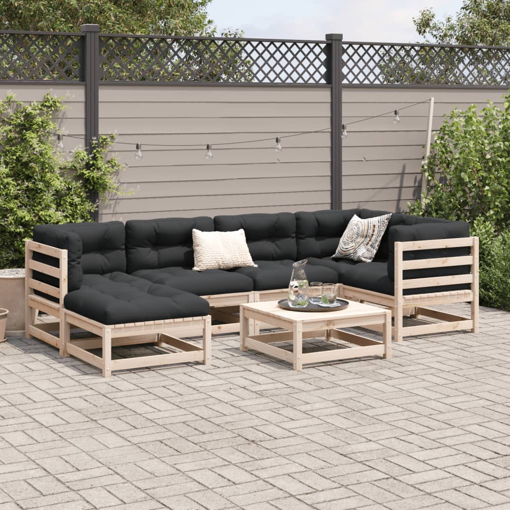 vidaXL Salon de jardin 7 pcs avec coussins bois de pin massif