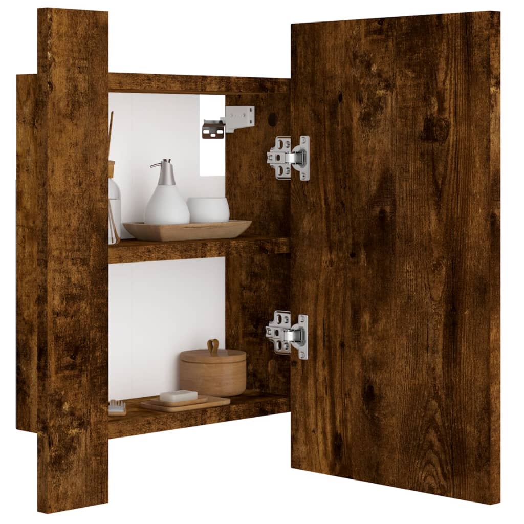 vidaXL Armoire à miroir LED de salle de bain chêne fumé 40x12x45 cm