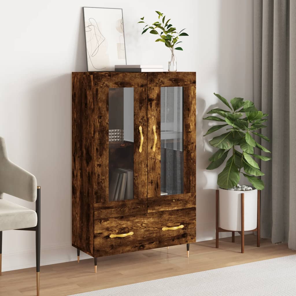 vidaXL Buffet haut chêne fumé 69,5x31x115 cm bois d'ingénierie