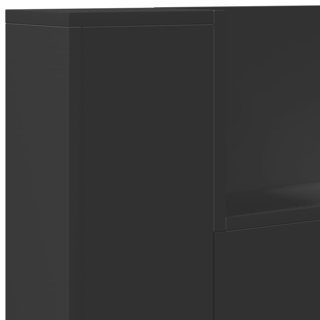 vidaXL Armoire tête de lit avec LED noir 120x16,5x103,5 cm