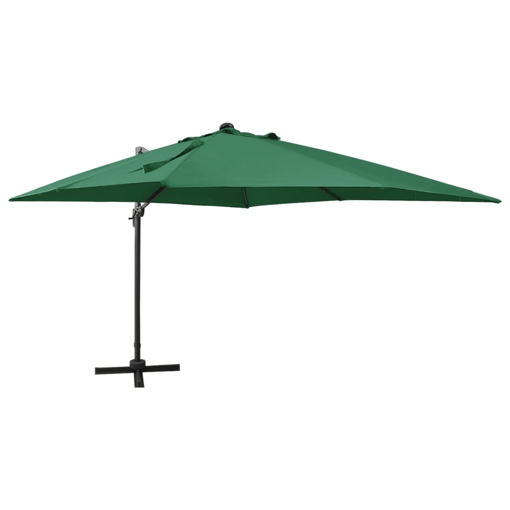 vidaXL Parasol de jardin en porte-à-faux et mât et lumières LED vert