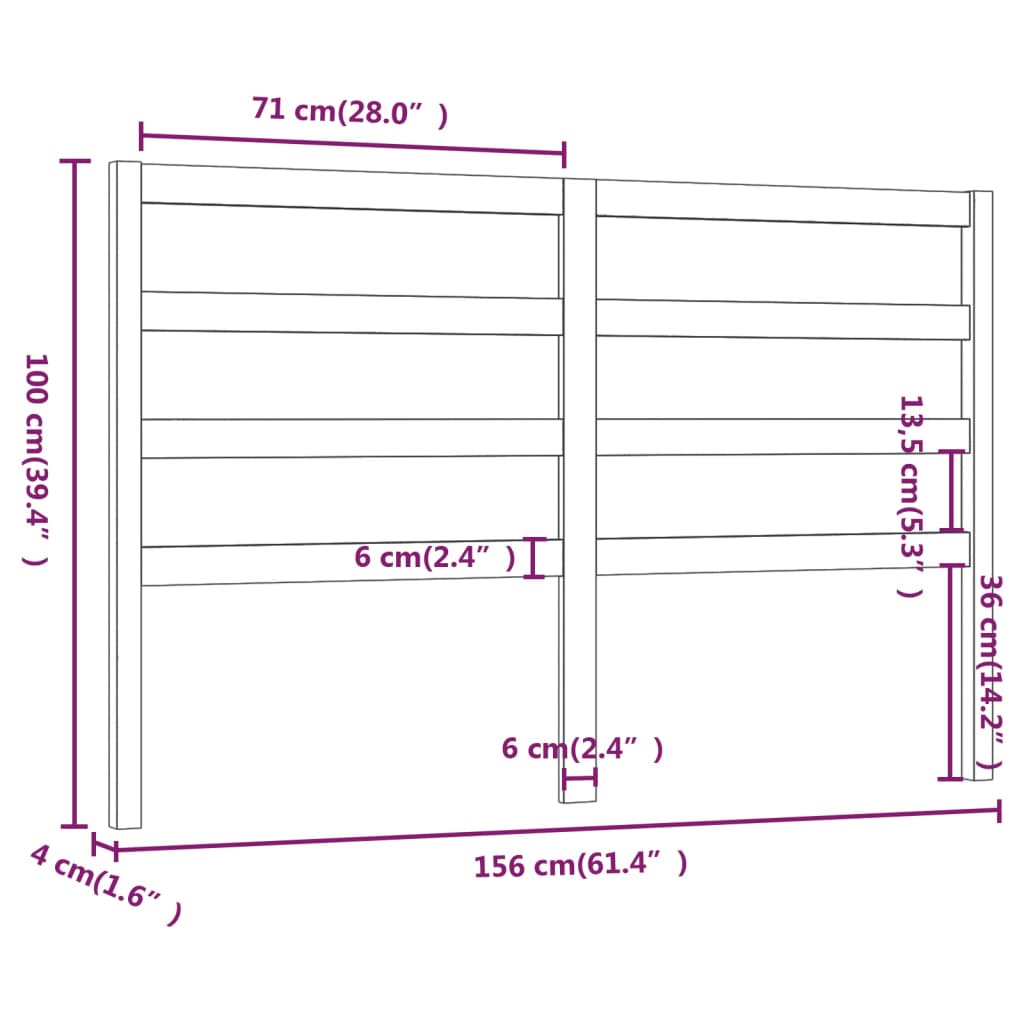 vidaXL Tête de lit Noir 156x4x100 cm Bois massif de pin