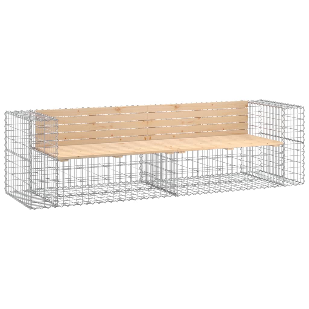 vidaXL Banc de jardin design gabion 244x71x65,5 cm bois massif de pin