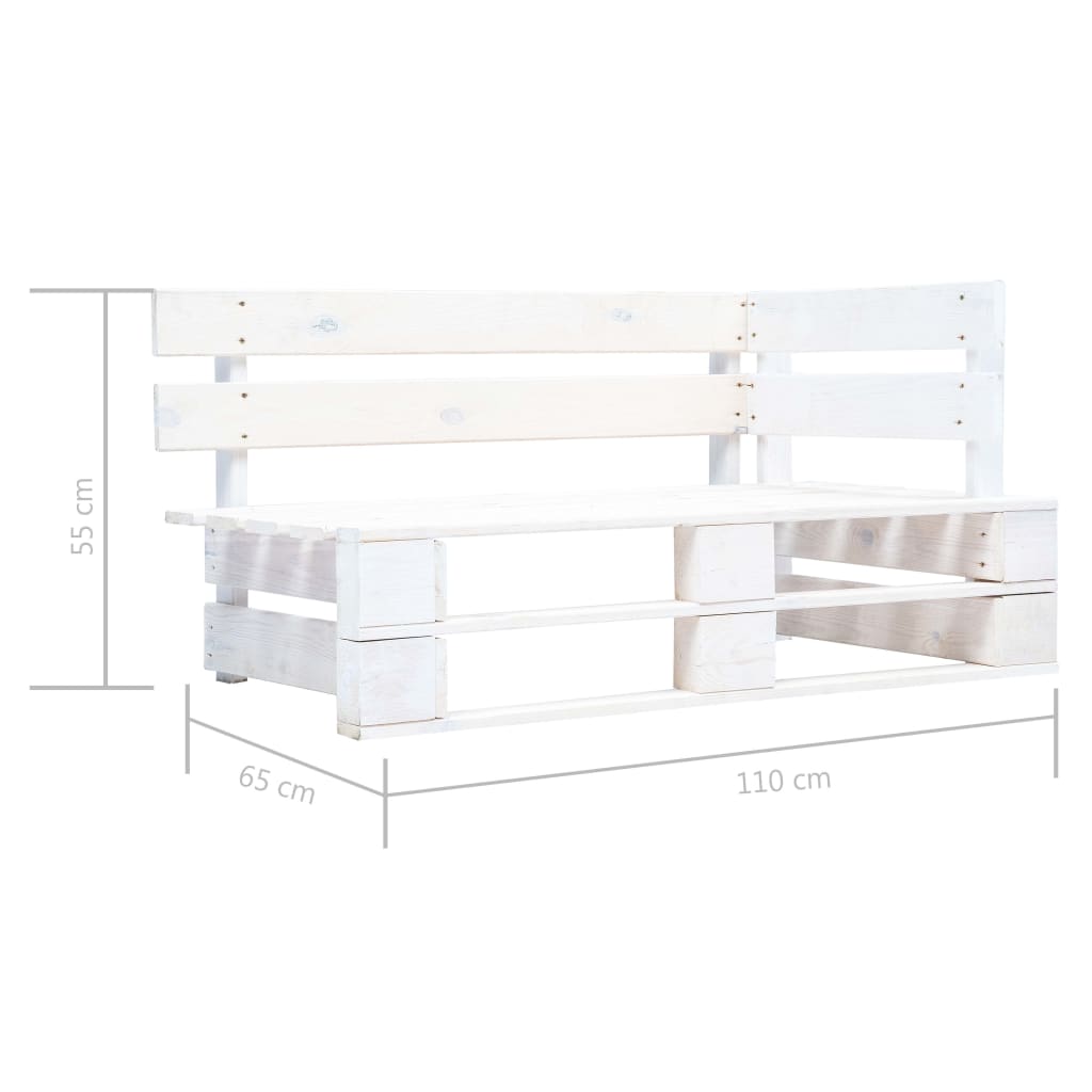 vidaXL Canapé d'angle palette de jardin Bois de pin imprégné de blanc