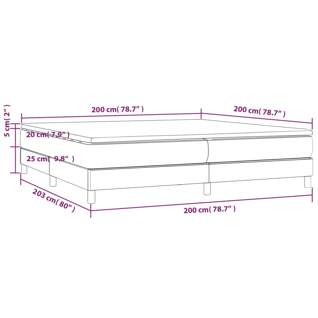 vidaXL Sommier à lattes de lit et matelas Gris clair 200x200cm Velours