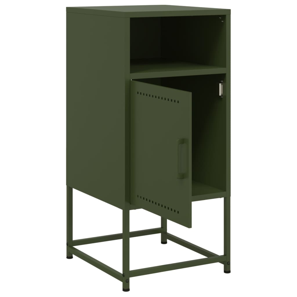 vidaXL Table de chevet vert olive 36x39x78 cm acier