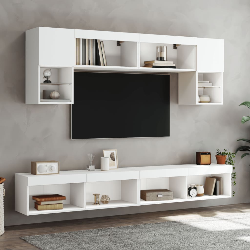 vidaXL Meubles TV avec lumières LED 2 pcs blanc 100x30x30 cm