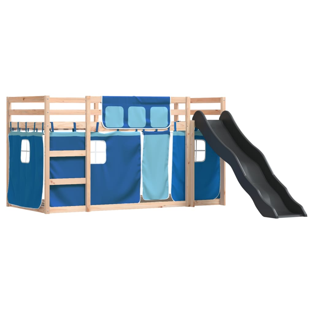 vidaXL Lit superposé sans matelas avec toboggan et rideaux 80x200 cm