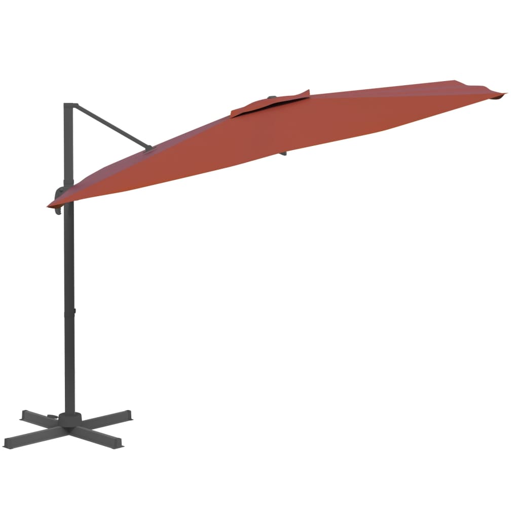 vidaXL Parasol déporté avec mât en aluminium Terre cuite 300x300 cm