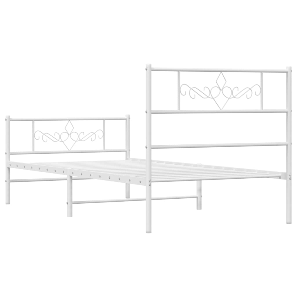 vidaXL Cadre de lit métal sans matelas avec pied de lit blanc 80x200cm