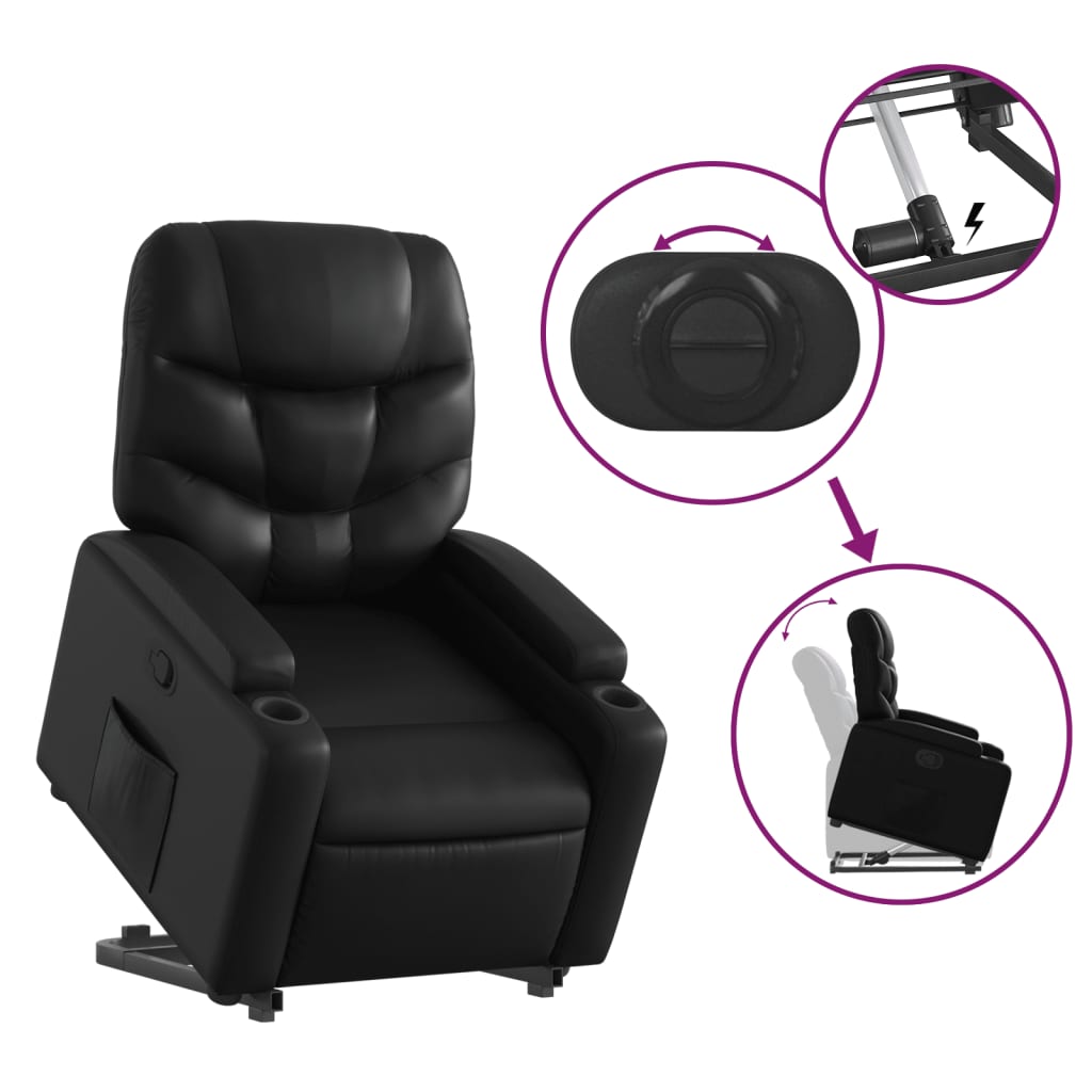 vidaXL Fauteuil inclinable Noir Similicuir