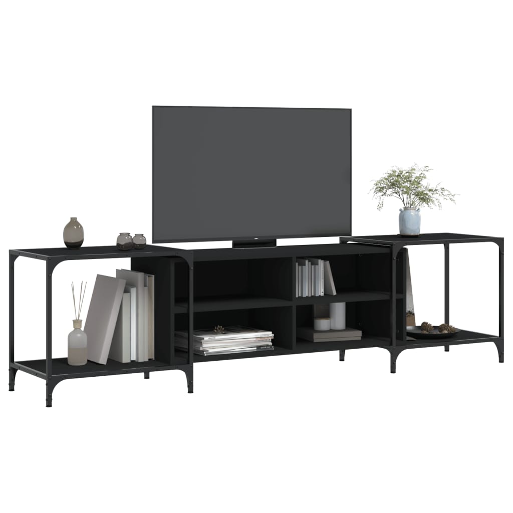 vidaXL Meuble TV noir 203x37x50 cm bois d'ingénierie