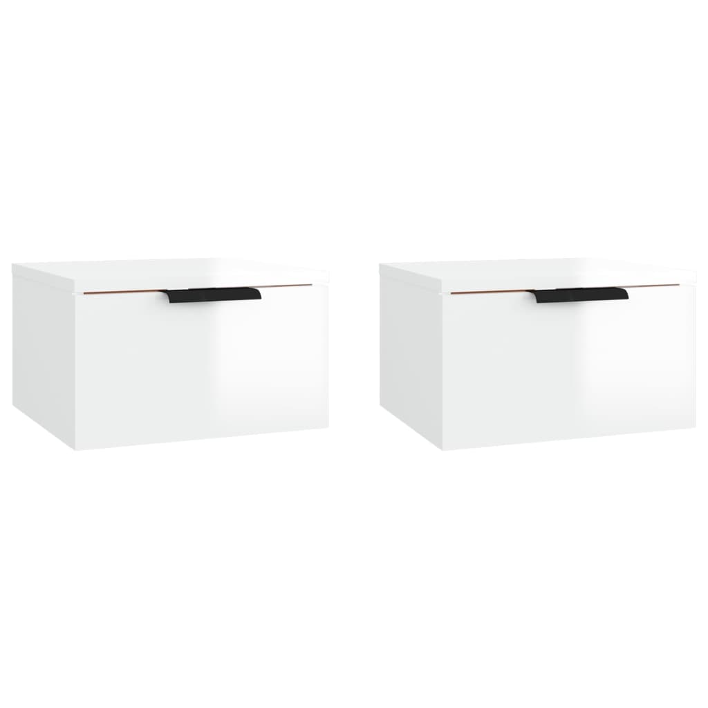 vidaXL Tables de chevet murales 2 pcs blanc brillant 34x30x20 cm