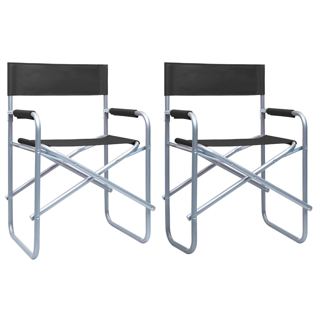 vidaXL Chaises de metteur en scène lot de 2 Acier Noir