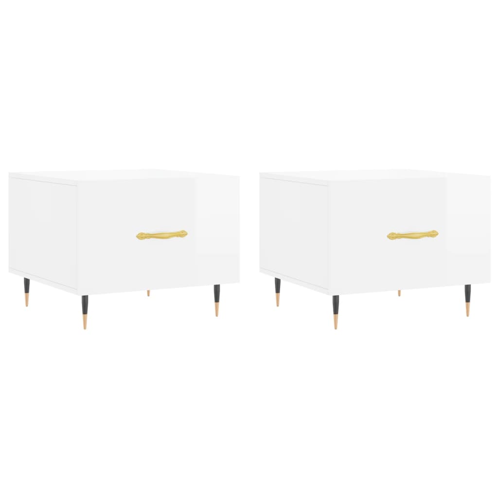 vidaXL Tables basses 2 pcs blanc brillant 50x50x40cm bois d'ingénierie