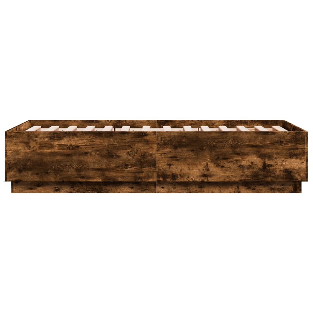 vidaXL Cadre de lit chêne fumé 75x190 cm bois d'ingénierie