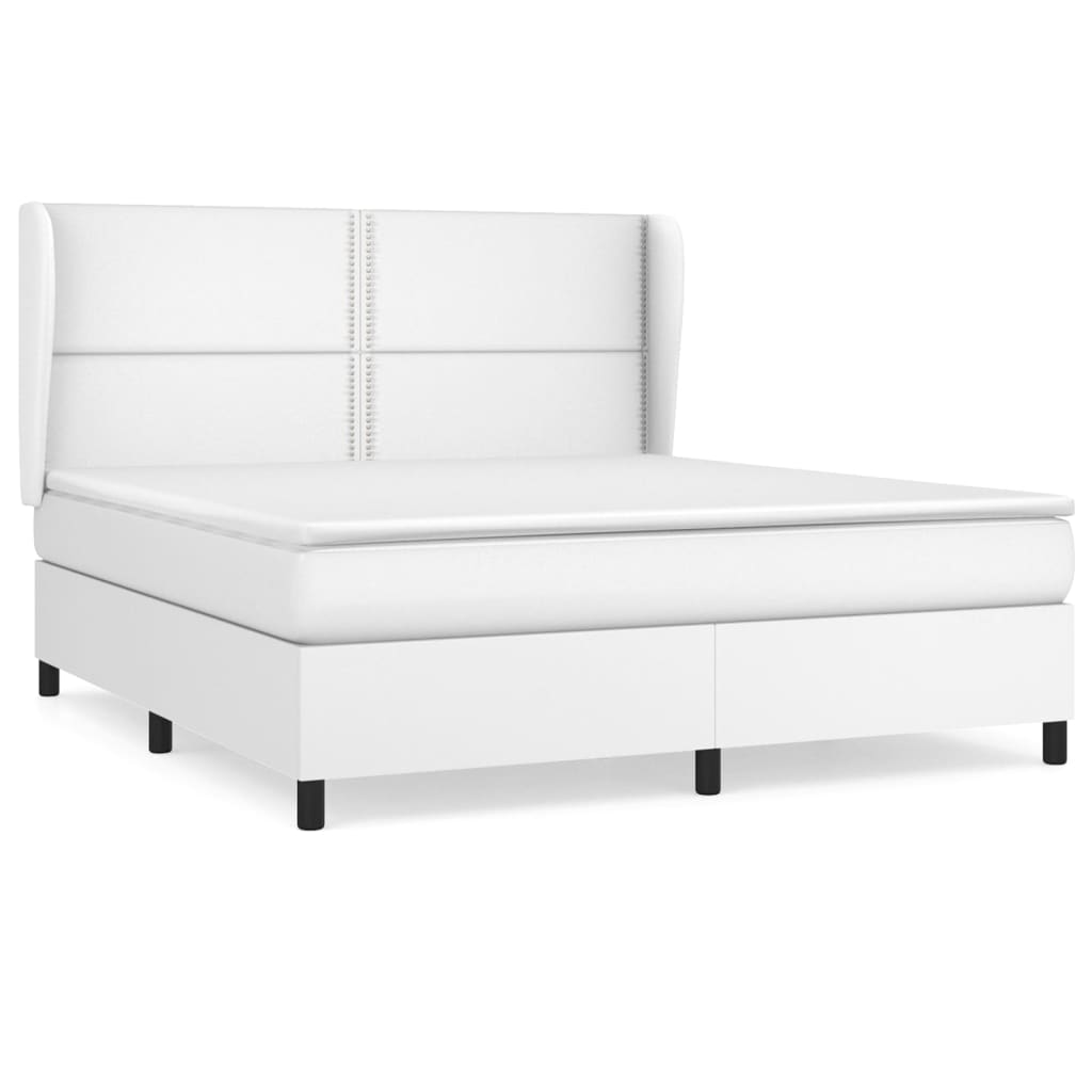 vidaXL Sommier à lattes de lit avec matelas Blanc 160x200cm Similicuir