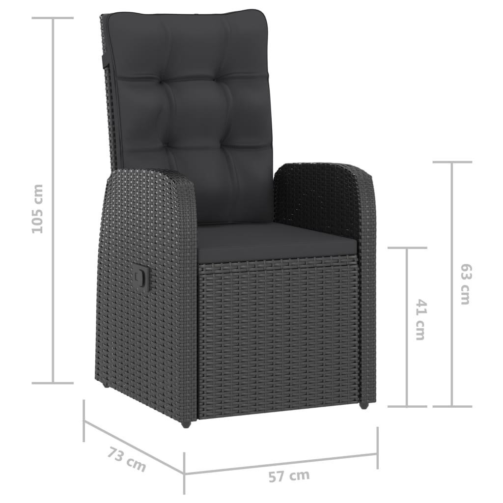 vidaXL Salon de jardin 7 pcs avec coussins résine tressée noir