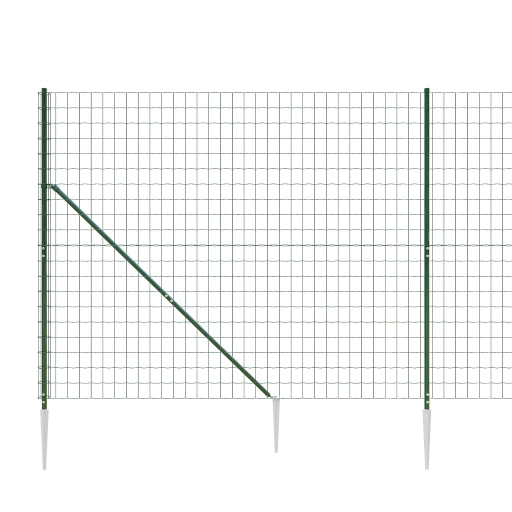 vidaXL Clôture en treillis métallique et piquet d'ancrage vert 2x10m