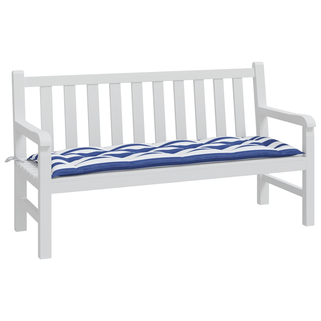 vidaXL Coussin de banc de jardin rayures bleues et blanches 150x50x7cm