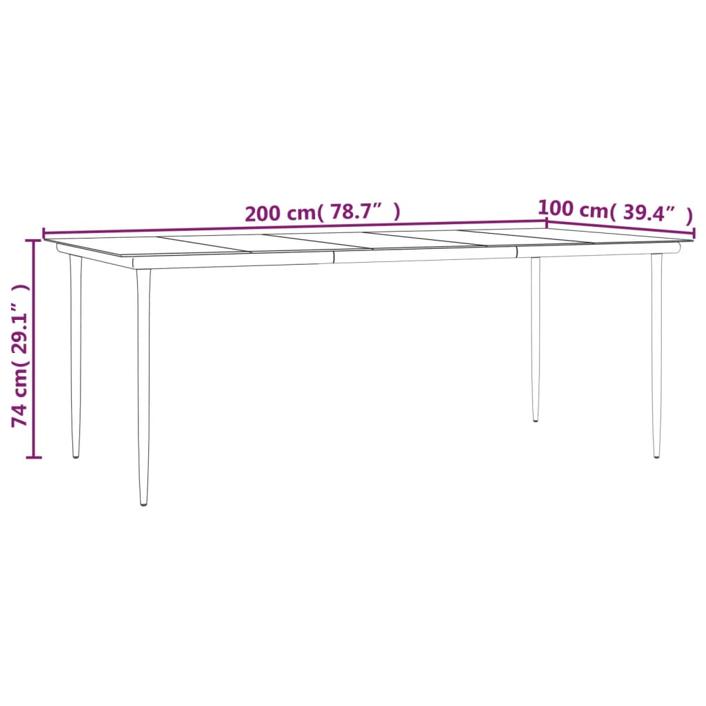 vidaXL Ensemble à manger de jardin 9 pcs noir textilène et acier