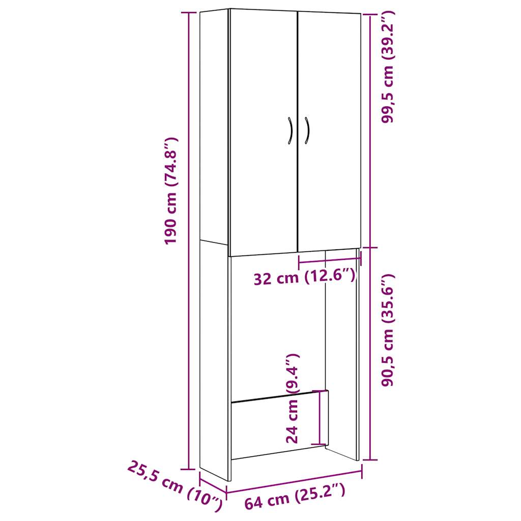 vidaXL Meuble pour machine à laver vieux bois 64x25,5x190 cm