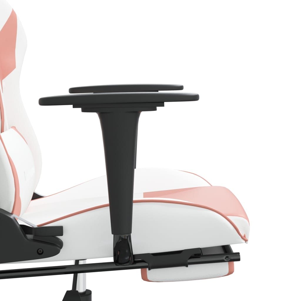 vidaXL Chaise de jeu avec repose-pied Blanc et rose Similicuir