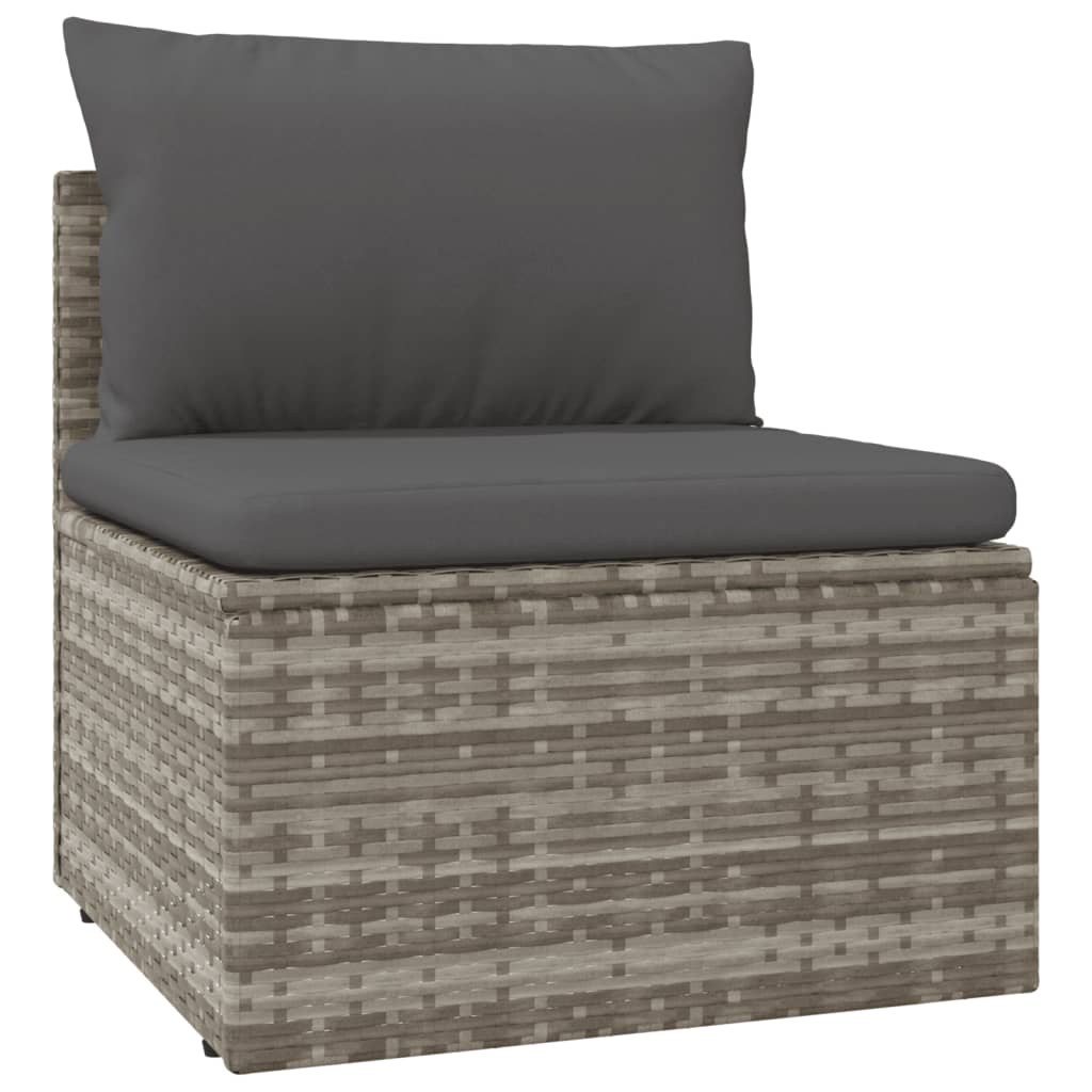 vidaXL Salon de jardin 13 pcs avec coussins Gris Résine tressée