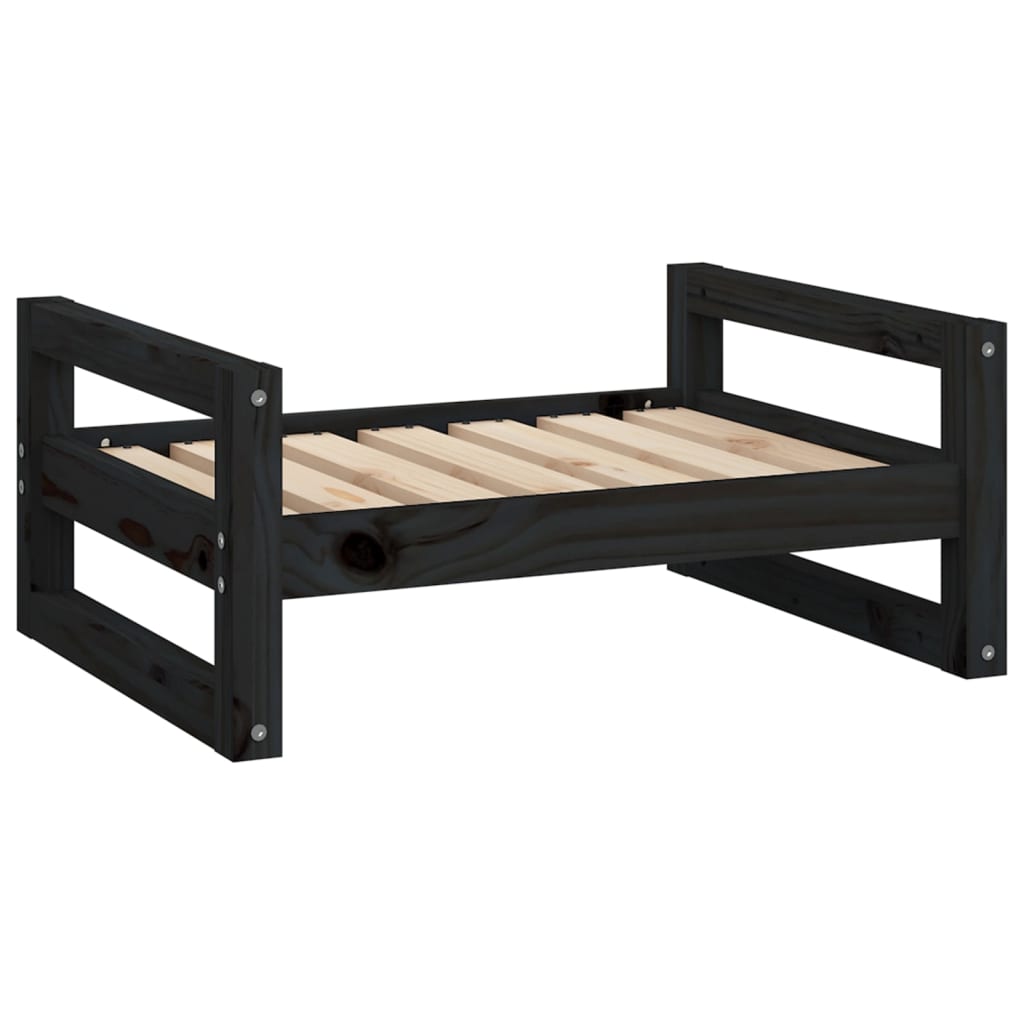 vidaXL Lit pour chien Noir 65,5x50,5x28 cm Bois de pin solide