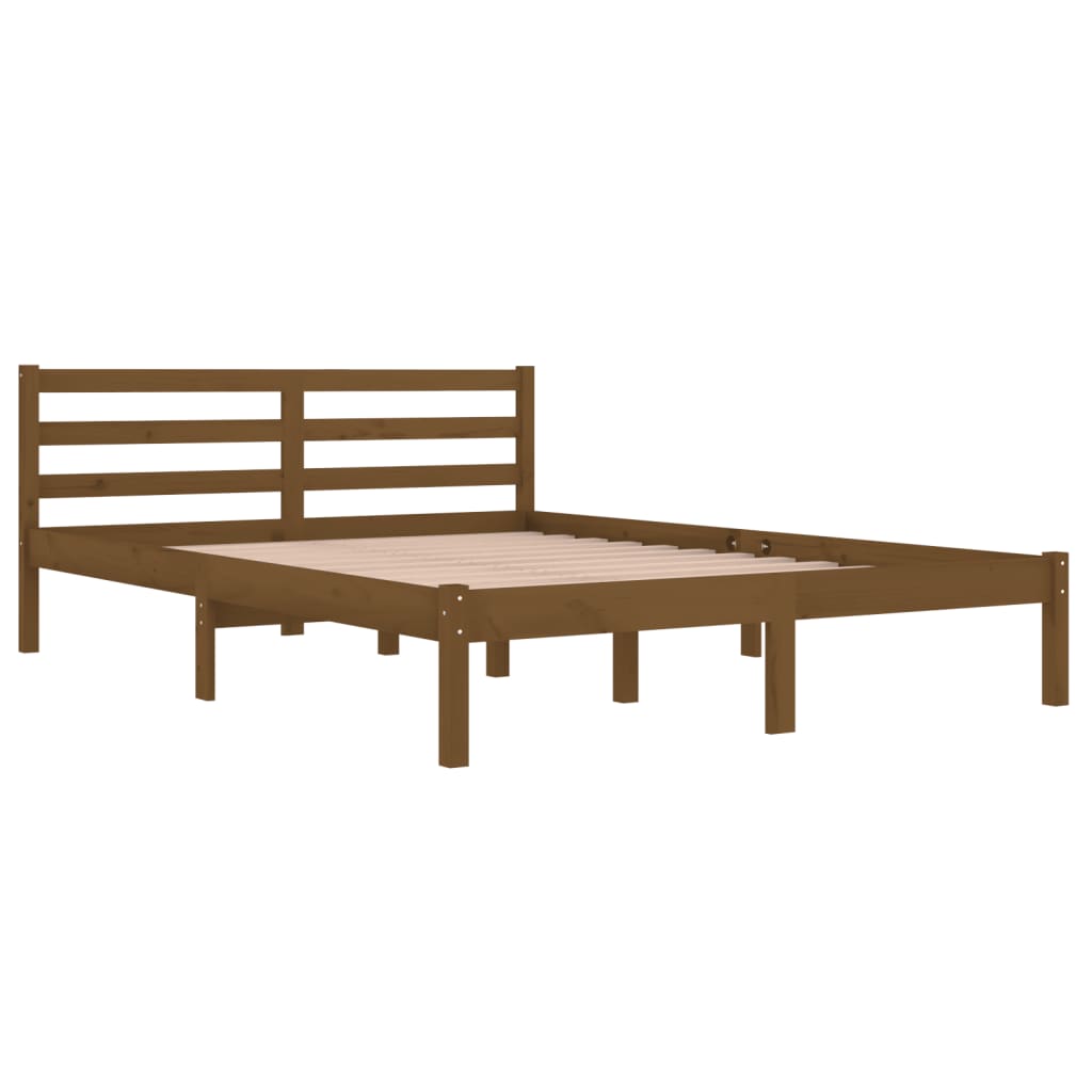 vidaXL Cadre de lit Bois de pin massif 140x200 cm Marron miel