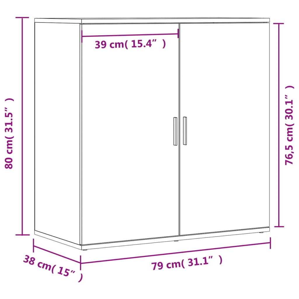 vidaXL Buffet chêne sonoma 79x38x80 cm bois d'ingénierie