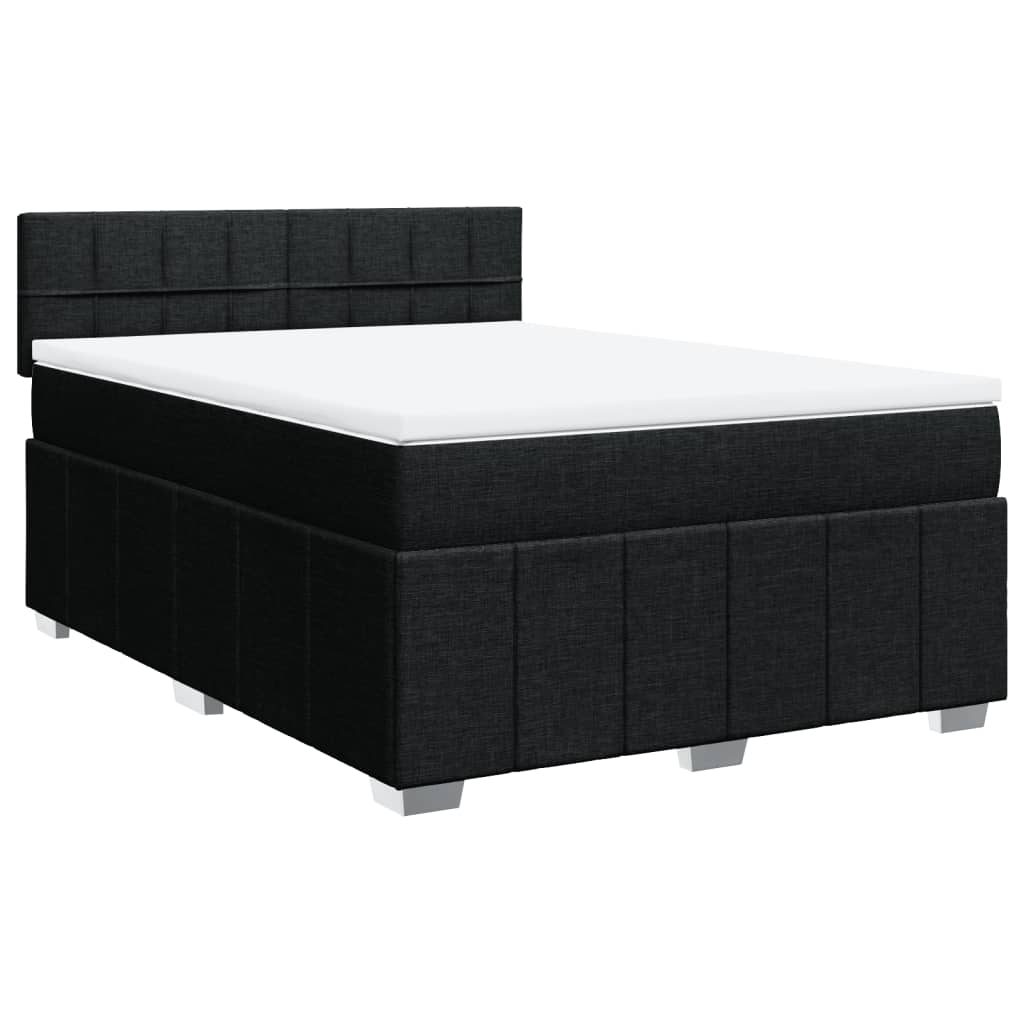 vidaXL Sommier à lattes de lit avec matelas Noir 140x200 cm Tissu