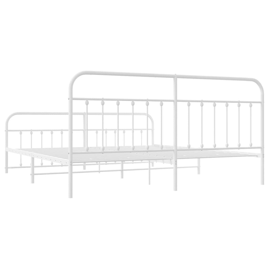 vidaXL Cadre de lit métal sans matelas et pied de lit blanc 200x200 cm