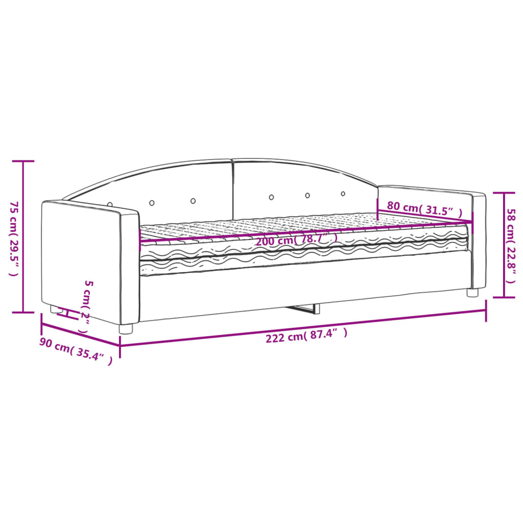 vidaXL Lit de jour avec matelas jaune 80x200 cm velours