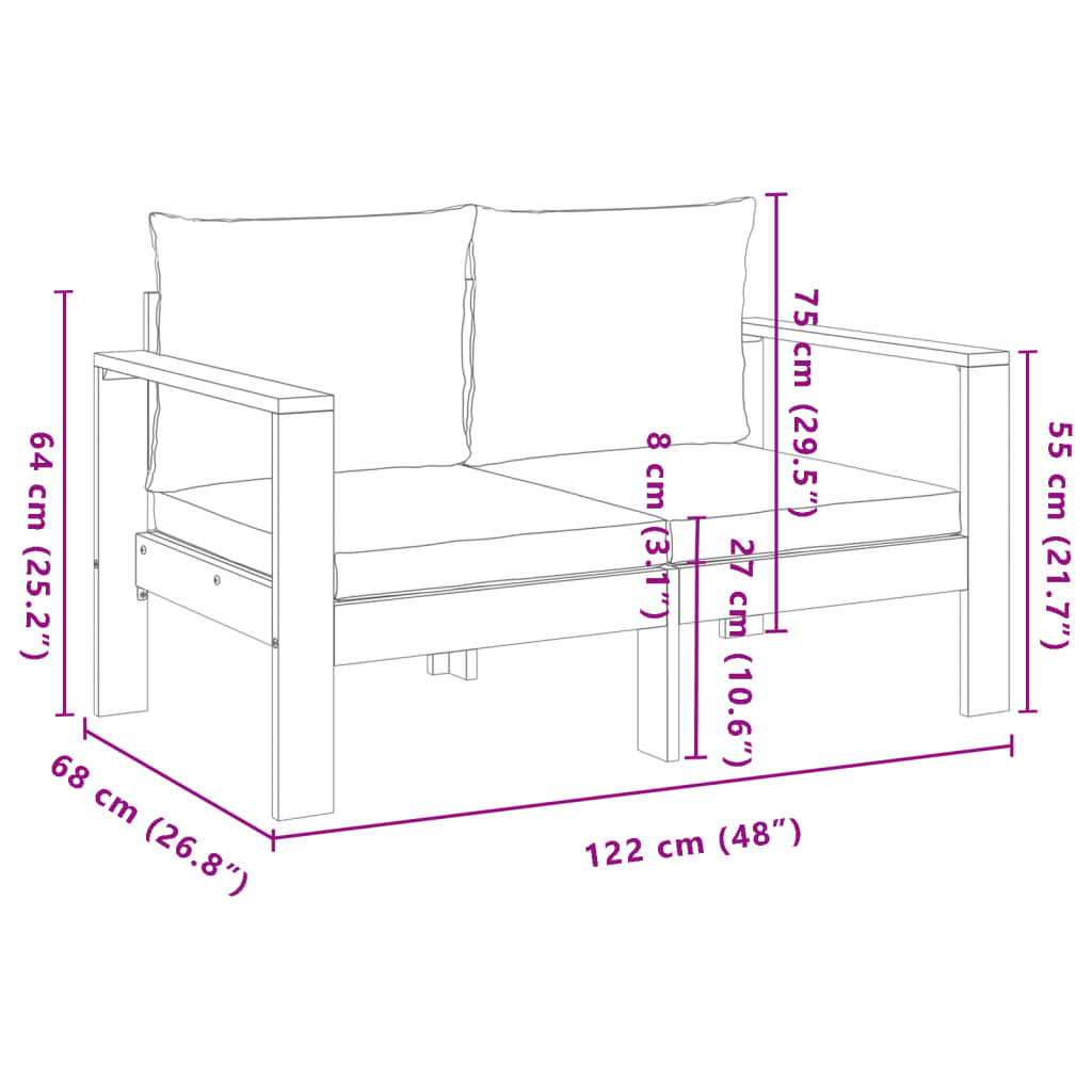 vidaXL Salon de jardin avec coussins 5 pcs Bois d'acacia solide