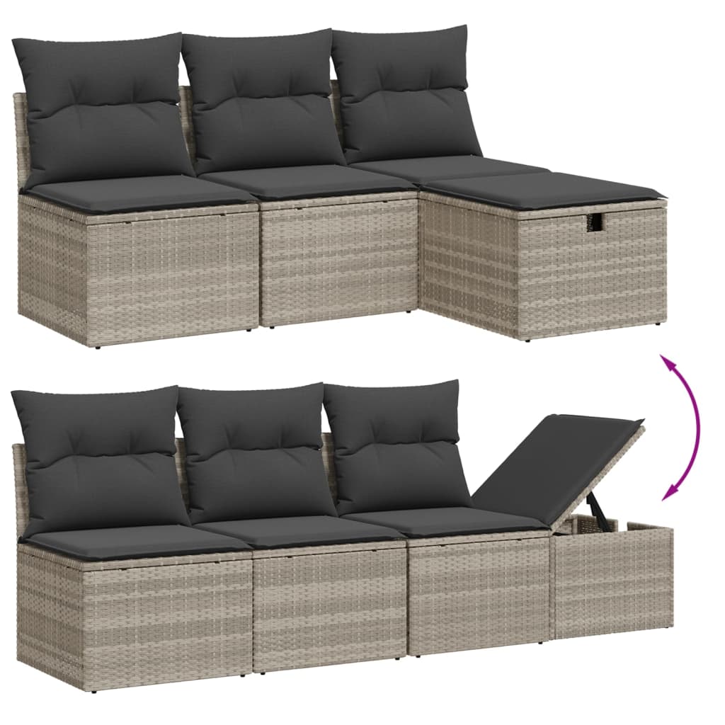 vidaXL Salon de jardin avec coussins 7 pcs gris clair résine tressée