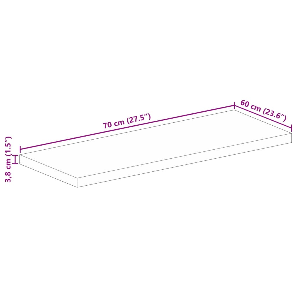 vidaXL Dessus de table 70x60x3,8 cm rectangulaire bois massif d'acacia