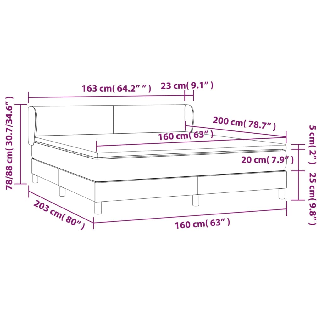 vidaXL Sommier à lattes de lit avec matelas Crème 160x200 cm Tissu