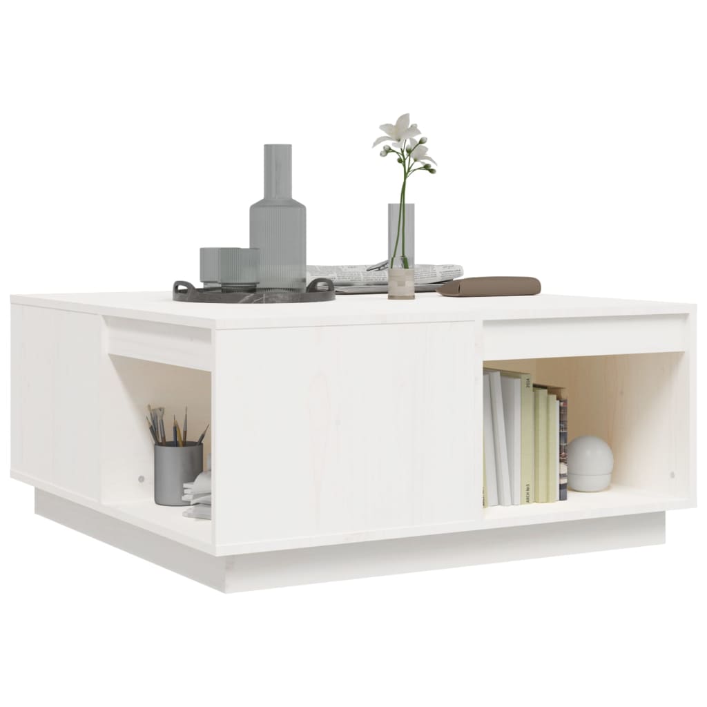 vidaXL Table basse Blanc 80x81x36,5 cm Bois massif de pin