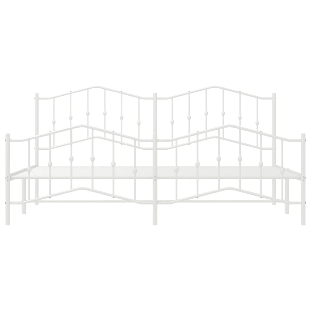 vidaXL Cadre de lit métal sans matelas et pied de lit blanc 193x203 cm